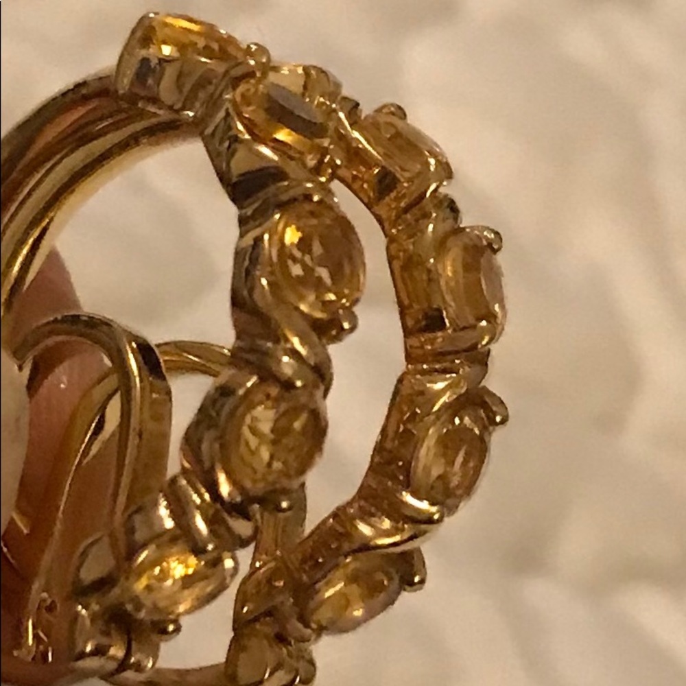Citrine Plated 18K YG/Brass Hoops TGW 2.40 cts.